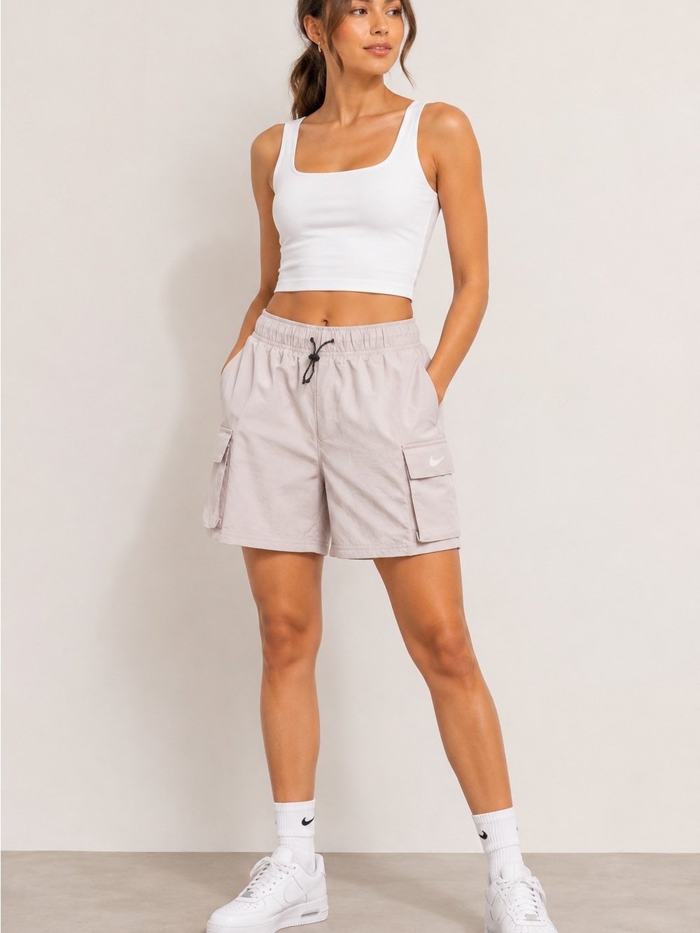 NWT Nike Sportswear Cargo Shorts Particle Gray Pink, Size XS